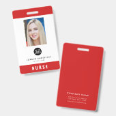 編集可能カラー追加ロゴ医療従事者写真ID バッジ (Front & Back)