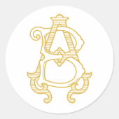 編集可能カラーABモノグラムBAモノグラムステッカー ラウンドシール (正面)