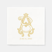 編集可能カラーABモノグラムBAモノグラムナプキン スタンダードカクテルナプキン (正面)