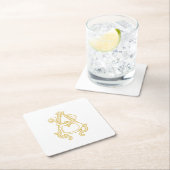 編集可能カラーABモノグラムBAロゴコースター スクエアペーパーコースター (インサイチュ)