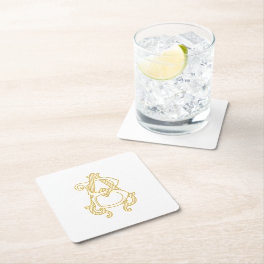 編集可能カラーABモノグラムBAロゴコースター スクエアペーパーコースター (インサイチュ)