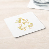 編集可能カラーABモノグラムBAロゴコースター スクエアペーパーコースター (アングル)