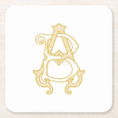 編集可能カラーABモノグラムBAロゴコースター スクエアペーパーコースター (正面)