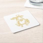 編集可能カラーAEモノグラムEAロゴコースター スクエアペーパーコースター (アングル)