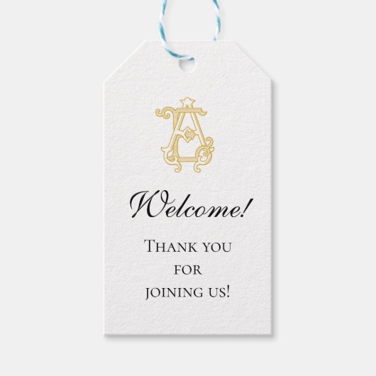 編集可能カラーAEモノグラムEAロゴメッセージカード ギフトタグ (正面)