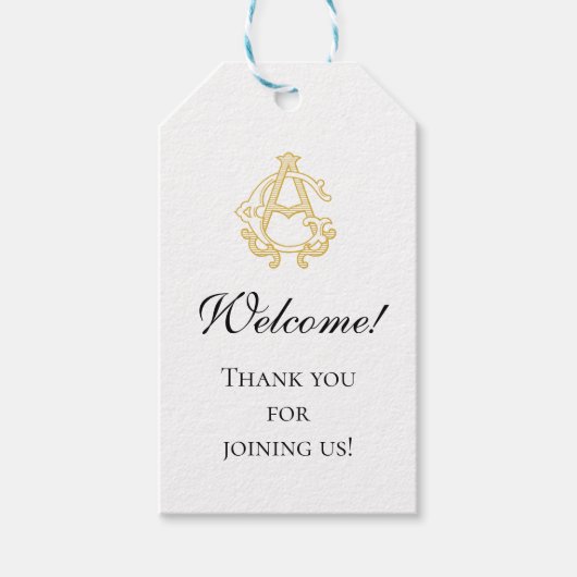 編集可能カラーAGモノグラムGAロゴメッセージカード ギフトタグ (正面)