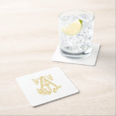 編集可能カラーAJモノグラムJAロゴコースター スクエアペーパーコースター (インサイチュ)