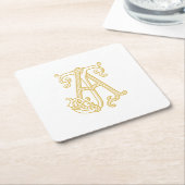 編集可能カラーAJモノグラムJAロゴコースター スクエアペーパーコースター (アングル)