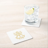 編集可能カラーATモノグラムTAロゴパーティーコースター スクエアペーパーコースター (インサイチュ)