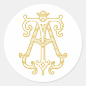 編集可能カラーAT Monogram TA Monogramステッカー ラウンドシール (正面)