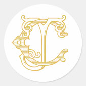 編集可能カラーCJモノグラムJCモノグラムステッカー ラウンドシール (正面)