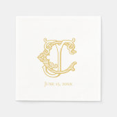 編集可能カラーCJモノグラムJCモノグラムナプキンス スタンダードカクテルナプキン (正面)