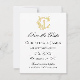 編集可能カラーCJモノグラムJCモノグラム招待状 セーブザデート