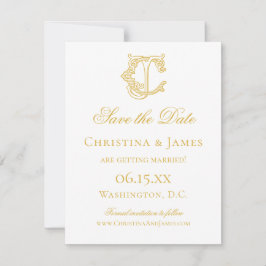 編集可能カラーCJモノグラムJCモノグラム招待状 セーブザデート