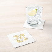 編集可能カラーCMモノグラムMCロゴパーティーコースター スクエアペーパーコースター (インサイチュ)