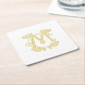 編集可能カラーCMモノグラムMCロゴパーティーコースター スクエアペーパーコースター (アングル)