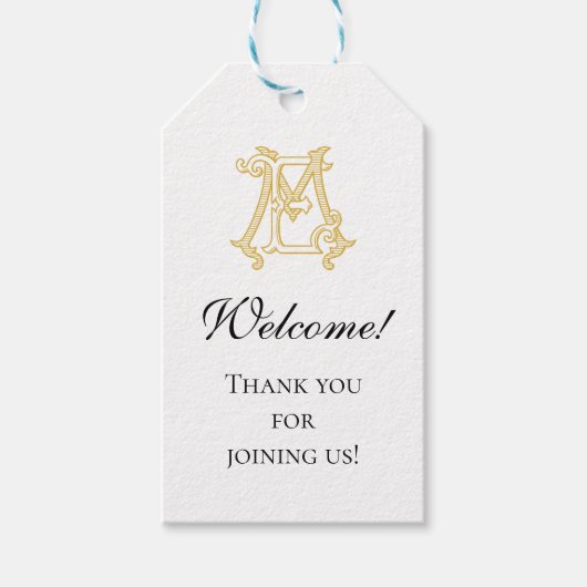 編集可能カラーEMモノグラムMEロゴメッセージカード ギフトタグ (正面)