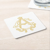 編集可能カラーGAモノグラムAGロゴパーティーコースター スクエアペーパーコースター (アングル)