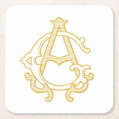 編集可能カラーGAモノグラムAGロゴパーティーコースター スクエアペーパーコースター (正面)