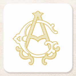 編集可能カラーGAモノグラムAGロゴパーティーコースター スクエアペーパーコースター