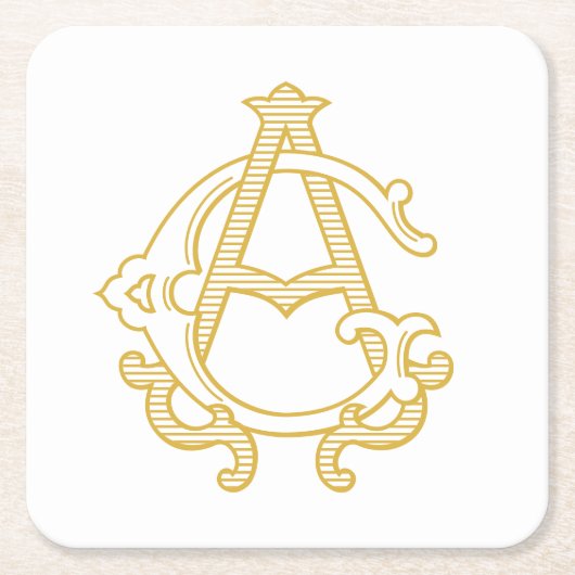 編集可能カラーGAモノグラムAGロゴパーティーコースター スクエアペーパーコースター (正面)