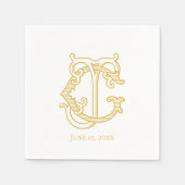 編集可能カラーGJモノグラムJGモノグラムナプキンス スタンダードカクテルナプキン (正面)