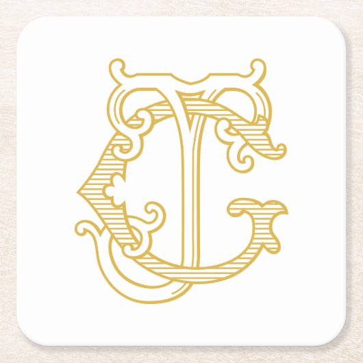 編集可能カラーGJモノグラムJGロゴコースター スクエアペーパーコースター (正面)