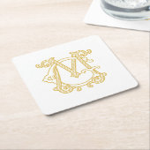 編集可能カラーGMモノグラムMGロゴコースター スクエアペーパーコースター (アングル)