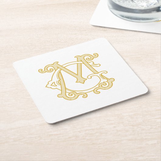 編集可能カラーGMモノグラムMGロゴコースター スクエアペーパーコースター (アングル)