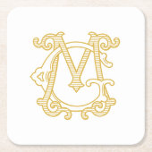 編集可能カラーGMモノグラムMGロゴコースター スクエアペーパーコースター (正面)