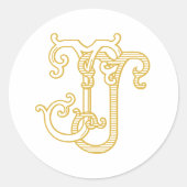 編集可能カラーJJモノグラムJJイニシャルステッカー ラウンドシール (正面)