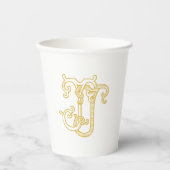 編集可能カラーJJモノグラムJJイニシャルパーティーカップ 紙コップ (正面)