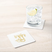 編集可能カラーJJモノグラムJJロゴコースター スクエアペーパーコースター (インサイチュ)