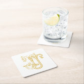 編集可能カラーJJモノグラムJJロゴコースター スクエアペーパーコースター (インサイチュ)