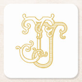 編集可能カラーJJモノグラムJJロゴコースター スクエアペーパーコースター (正面)