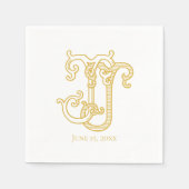 編集可能カラーJJモノグラムJJロゴナプキン スタンダードカクテルナプキン (正面)