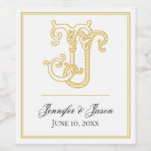 編集可能カラーJJモノグラムJJロゴワインラベル ワインラベル (シングルラベル)