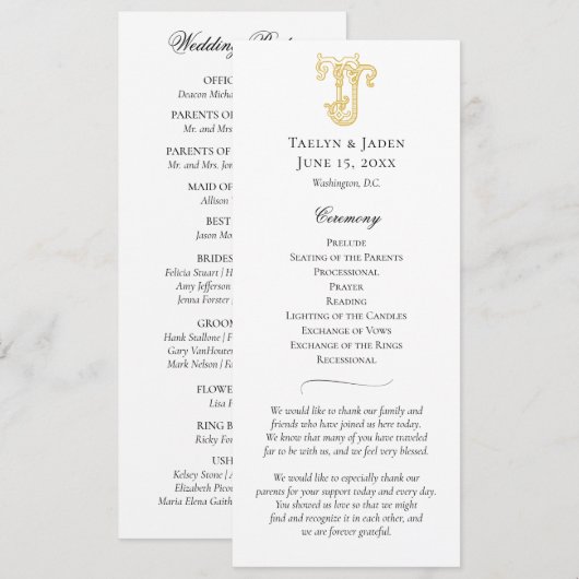 編集可能カラーJTモノグラムTJモノグラムプログラム プログラム (正面/裏面)