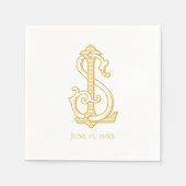 編集可能カラーLSモノグラムSLモノグラムナプキン スタンダードカクテルナプキン (正面)