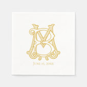 編集可能カラーMBモノグラムBMモノグラムナプキン スタンダードカクテルナプキン (正面)