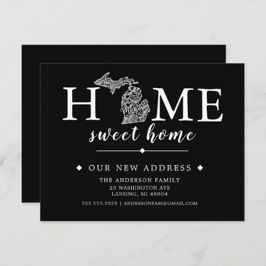 編集可能カラーMICHIGANの移動告知 招待状 (正面/裏面)