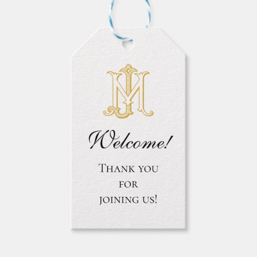 編集可能カラーMJモノグラムJMロゴギフトラベル ギフトタグ (正面)