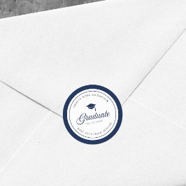 編集可能カラーMortarboardスクリプト卒業 ラウンドシール