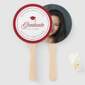 編集可能カラーMortarboardスクリプト大学院写真 ハンドファン (正面&裏面)