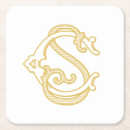 編集可能カラーSCモノグラムCSロゴコースター スクエアペーパーコースター