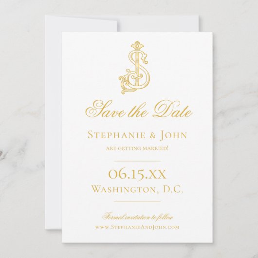 編集可能カラーSJモノグラムJSモノグラム招待状 セーブザデート (正面)