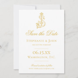 編集可能カラーSJモノグラムJSモノグラム招待状 セーブザデート