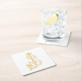 編集可能カラーSJモノグラムJSロゴコースター スクエアペーパーコースター (インサイチュ)