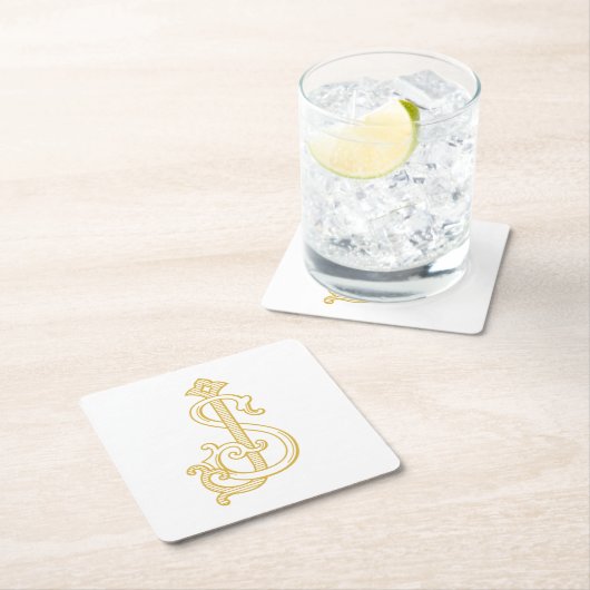 編集可能カラーSJモノグラムJSロゴコースター スクエアペーパーコースター (インサイチュ)
