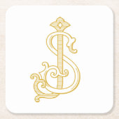 編集可能カラーSJモノグラムJSロゴコースター スクエアペーパーコースター (正面)